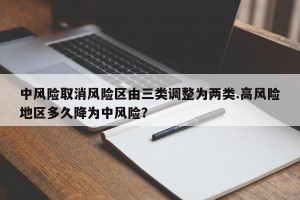 中风险取消风险区由三类调整为两类.高风险地区多久降为中风险？
